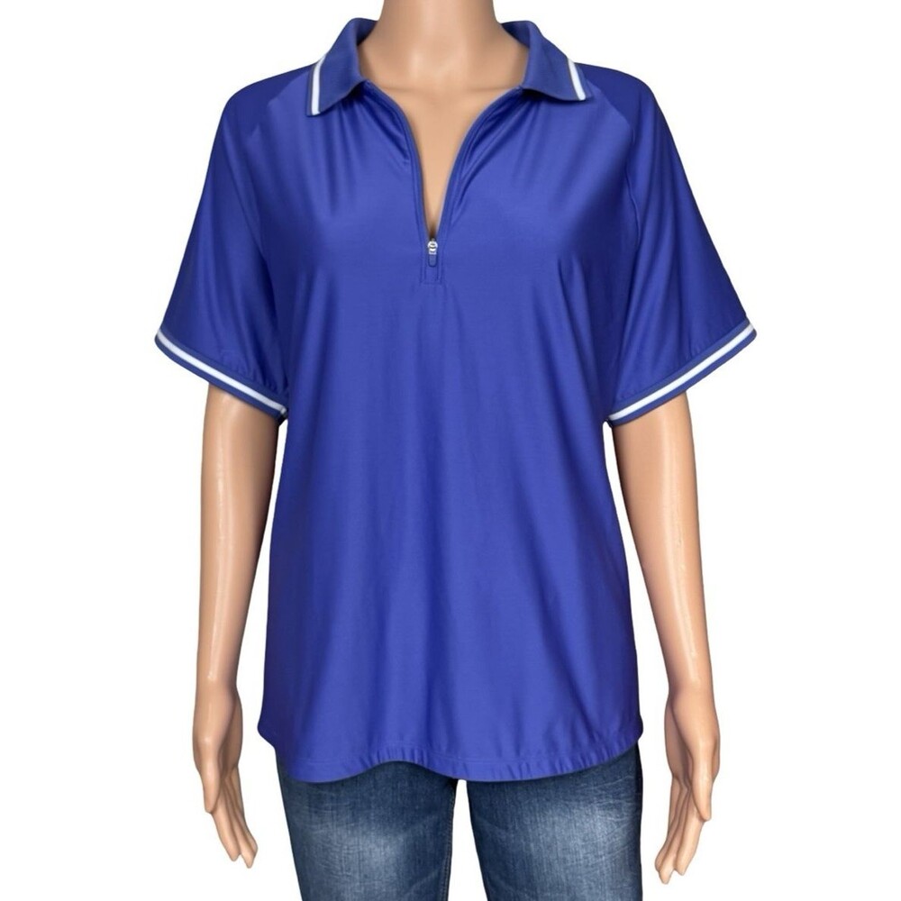 Mondetta Womens Size XXL Polo Shirt Golf Tennis 1/4-Zip Short Sleeve Blue New